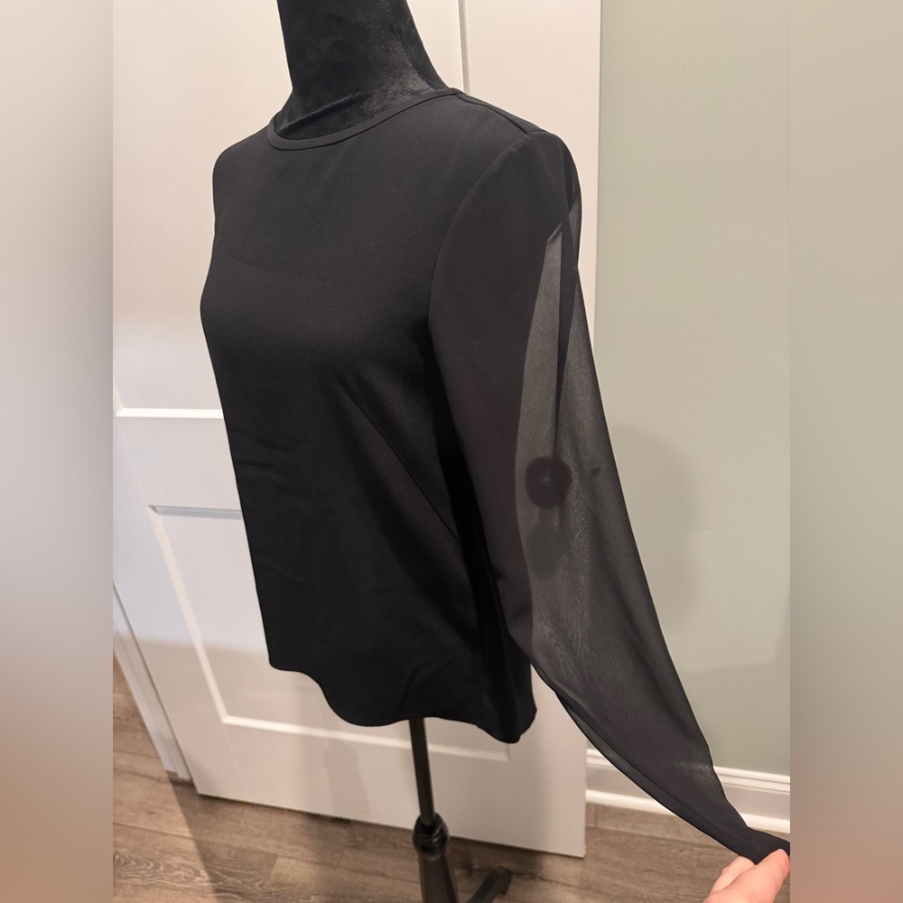 Rag & Bone Part Sheer Long Sleeve Open Back Black - image 6